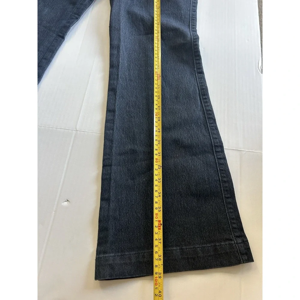 2000s Low Rise Flared Jeans Button Y2K Grunge Office Siren Parisian Twee Preppy - Picture 8 of 10